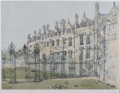 Vintage Merton College, Oxford etching by Richard Beer