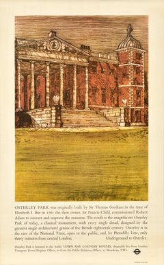 Original Retro Travel Poster Osterley Park London Transport Country Walks UK