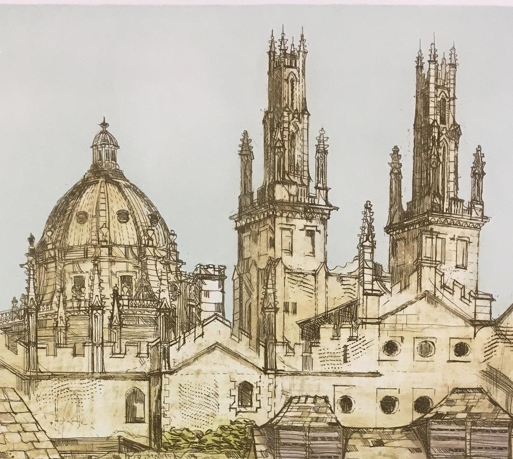 Oxford Spires All Souls College Radcliffe Camera etching by Richard Beer For Sale 2
