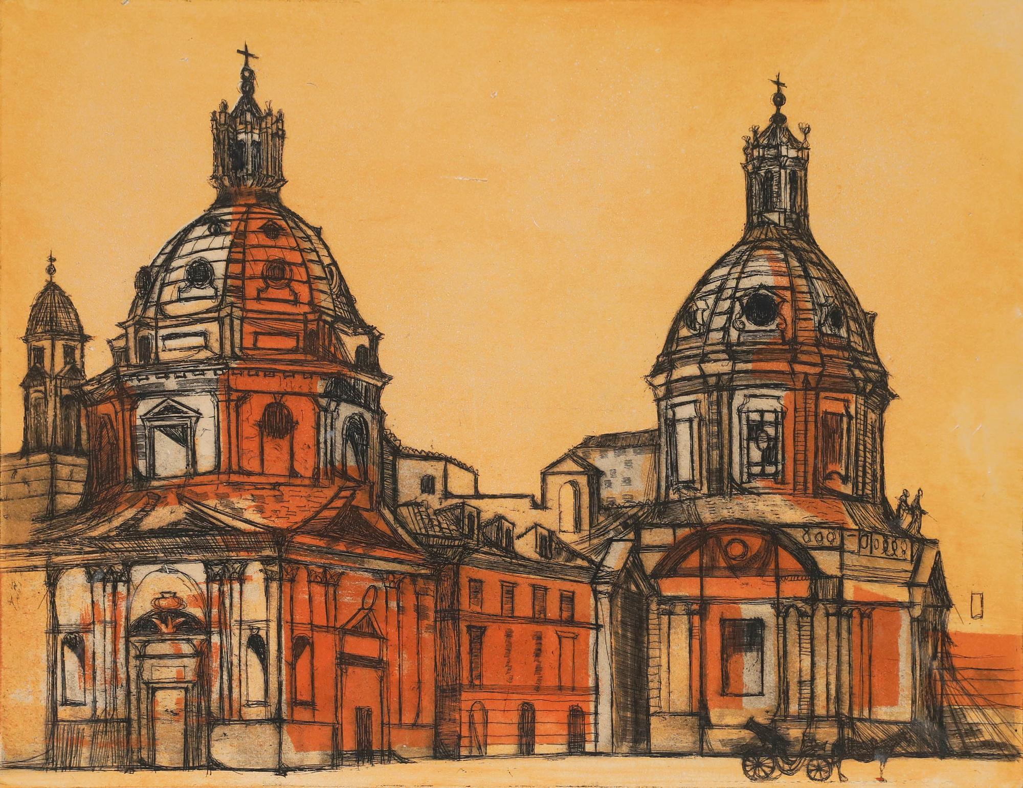 Richard Beer (1928-2017) - 20th Century Etching, Two Churches For Sale 1