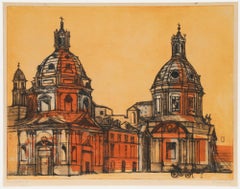 Richard Beer (1928-2017) - 20th Century Etching, Two Churches