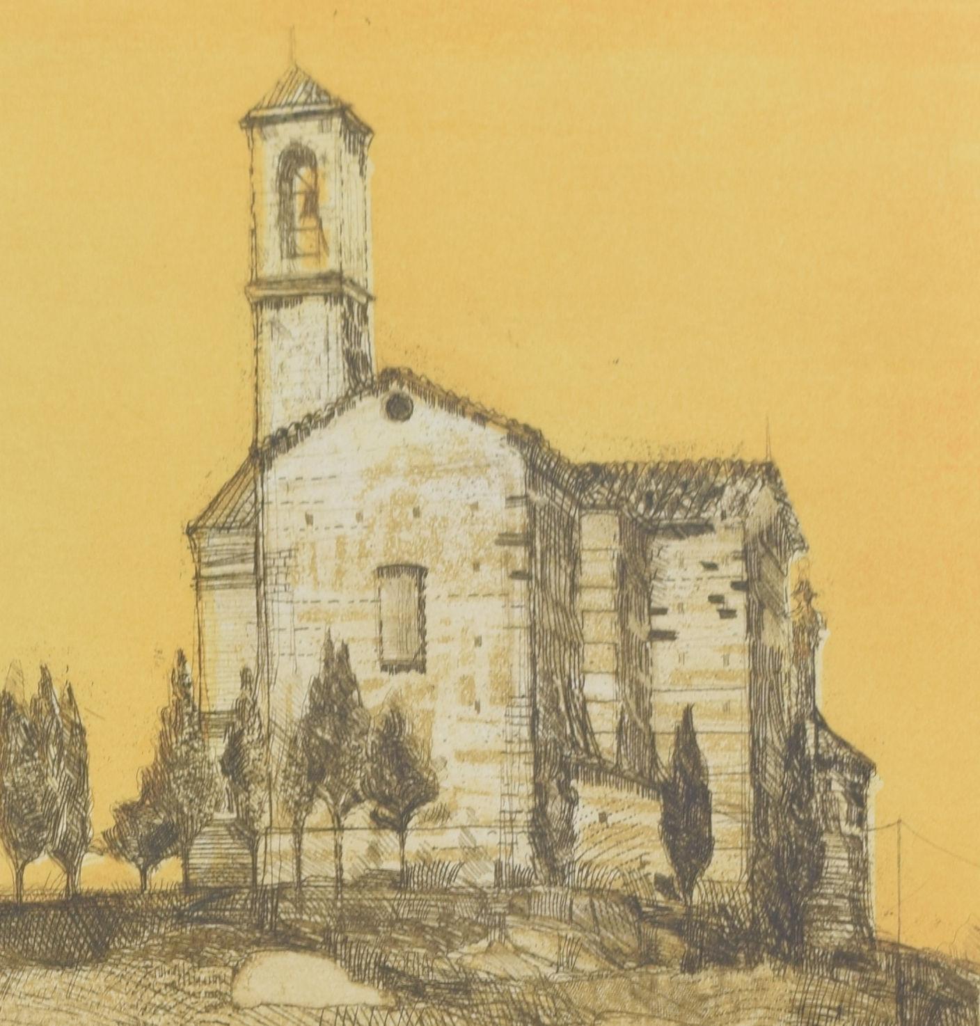 Volterra, Tuscany, Italy etching by Richard Beer 1