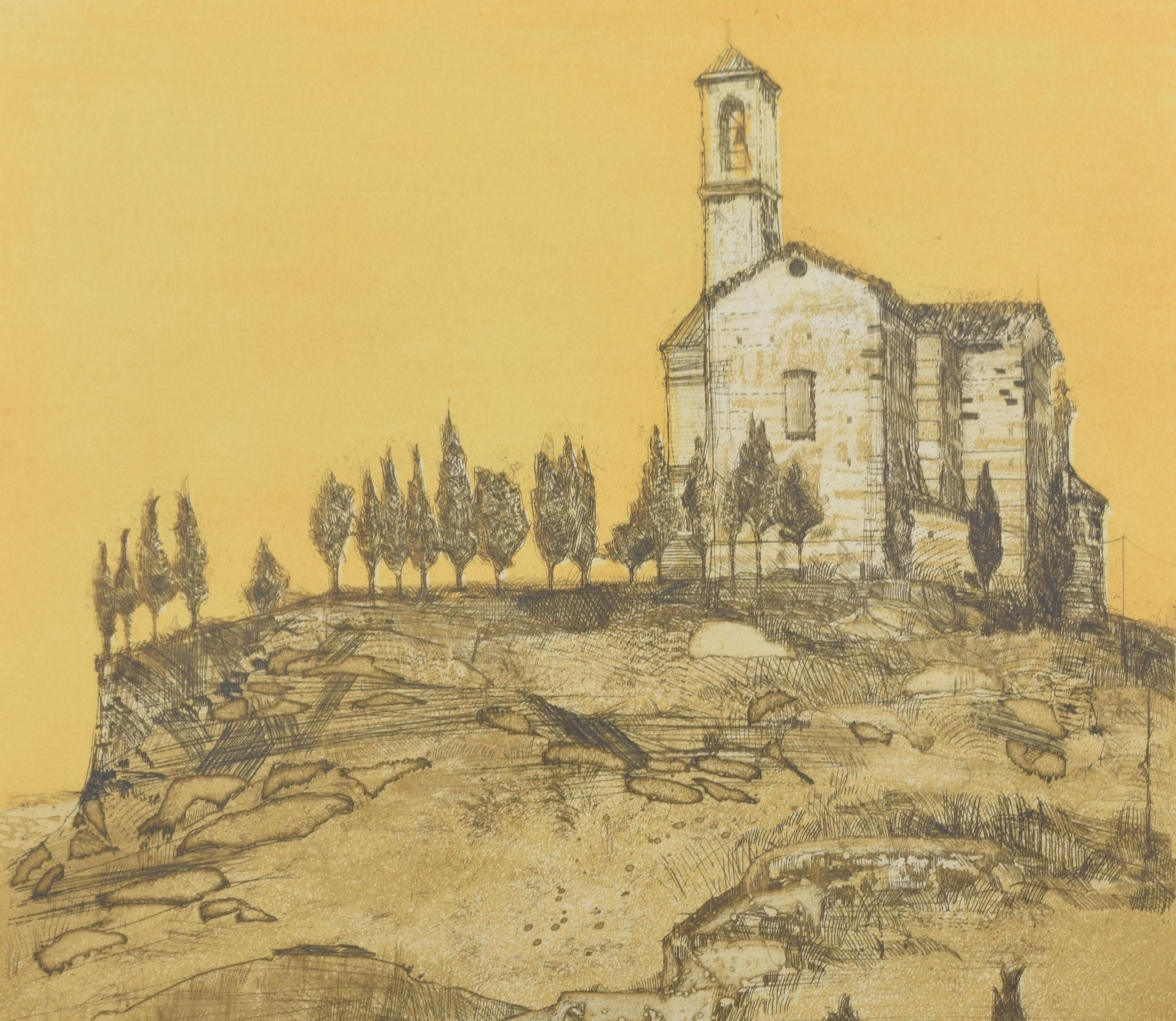 Volterra, Tuscany, Italy etching by Richard Beer 3