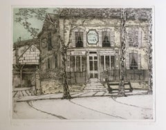 Retro Richard Beer Hôtel de la Gare etching and aquatint