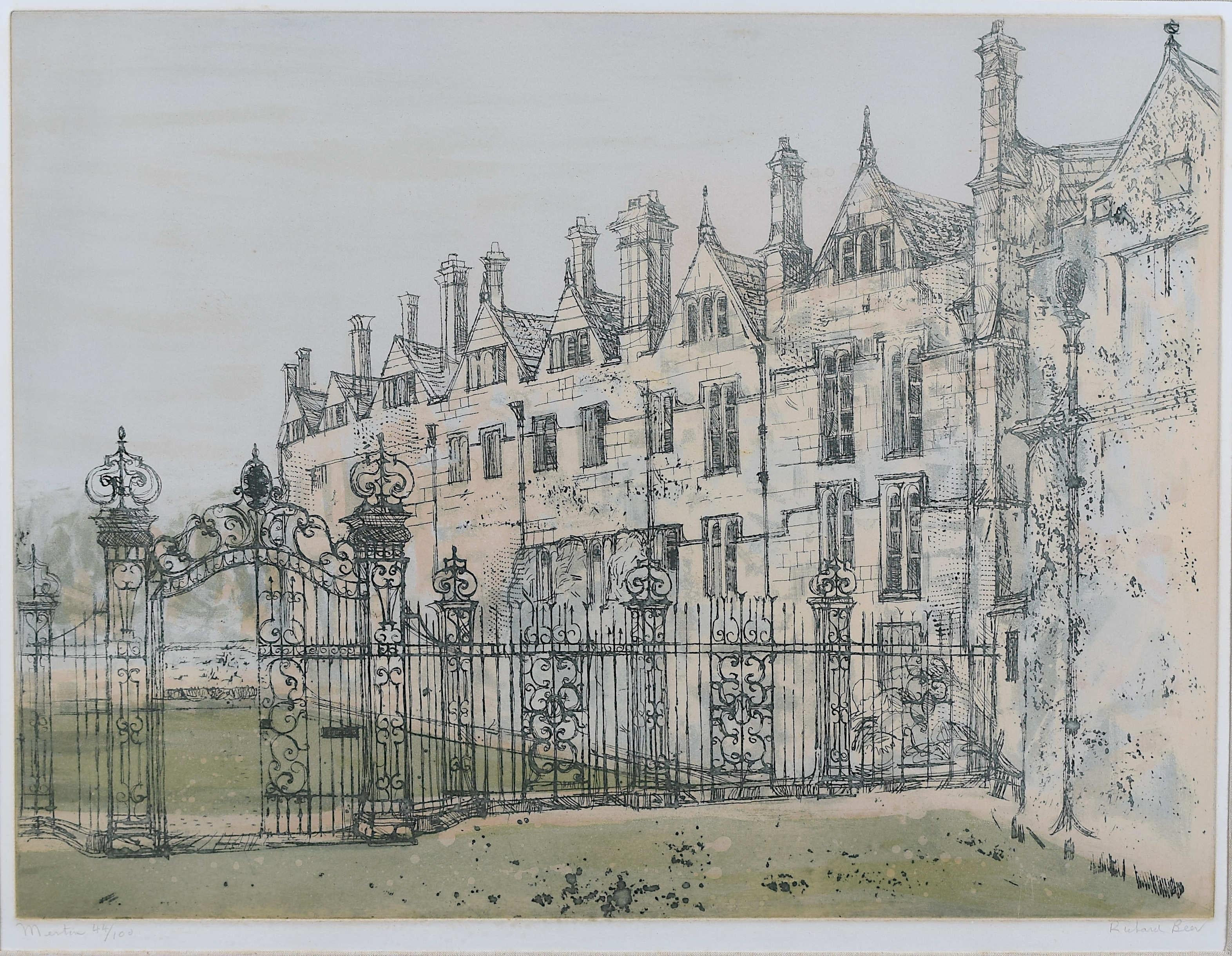 Richard Beer: Merton College, Oxford etching