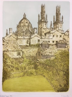 Richard Beer Oxford Spires gravure à l'eau-forte imprimée « All Souls College Radcliffe Camera Art »