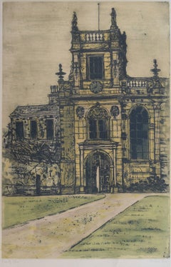 Vintage Trinity College, Oxford etching by Richard Beer Modern British Art