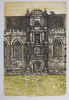 Vintage Wadham College, Oxford etching by Richard Beer