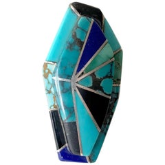 Retro Richard Begay Sterling Silver Turquoise Onyx Lapis Lazuli Navajo Ring