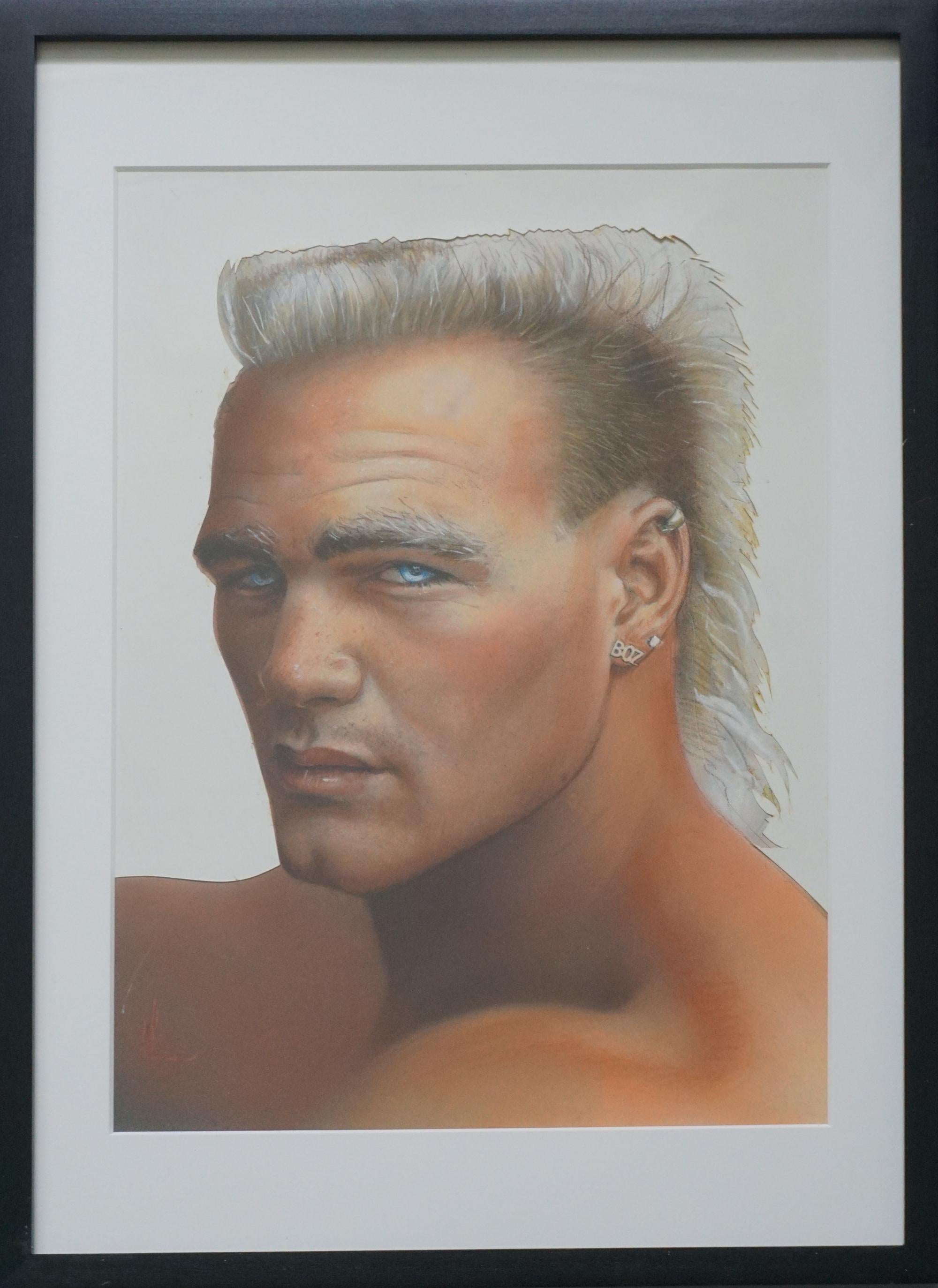 Pop Art portrait of Actor Brian Bosworth for Andy Warhol’s Interview Magazine - Painting by Richard Bernstein