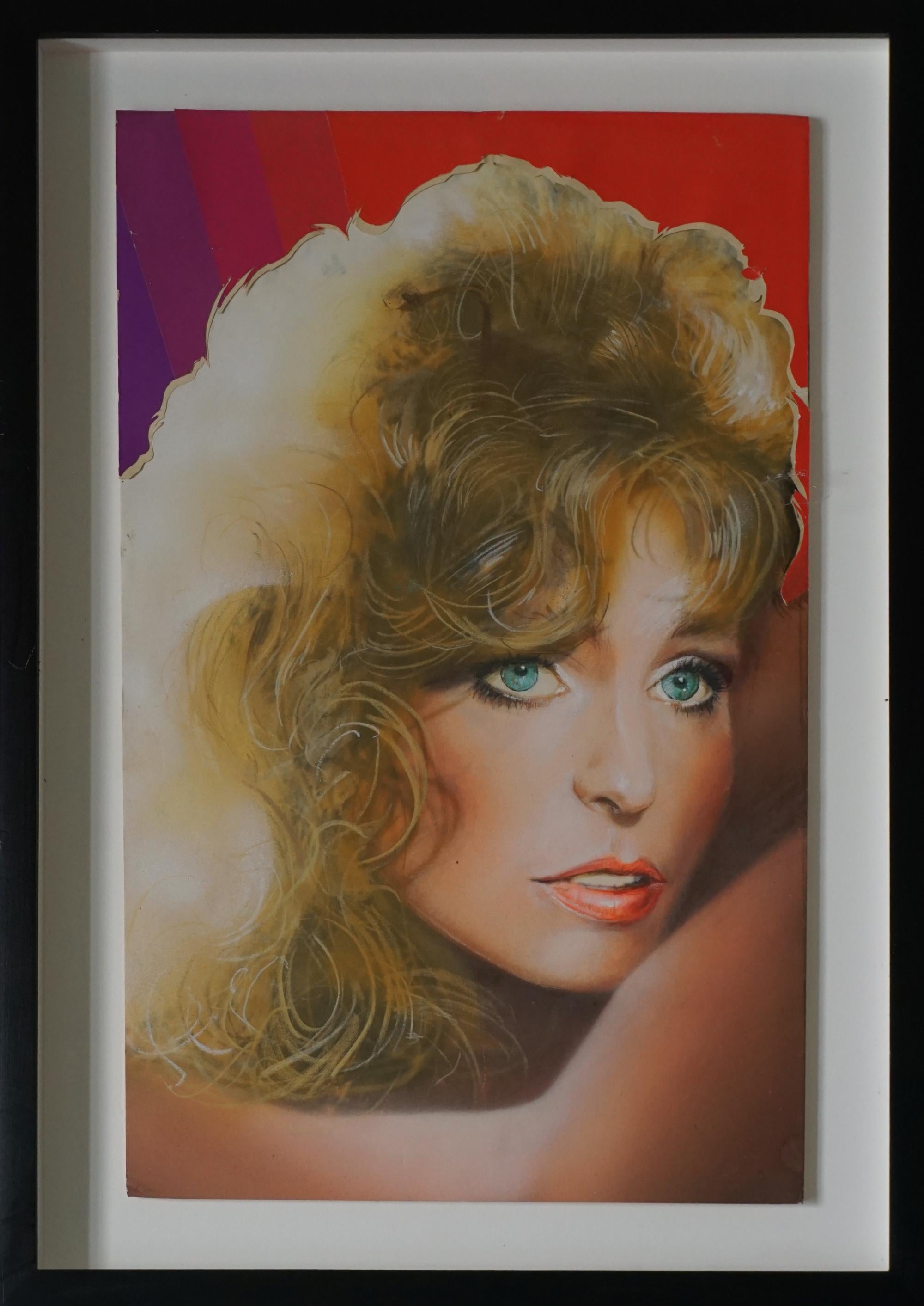 Pop Art portrait of Actress Farrah Fawcett for Andy Warhol’s Interview Magazine - Painting by Richard Bernstein