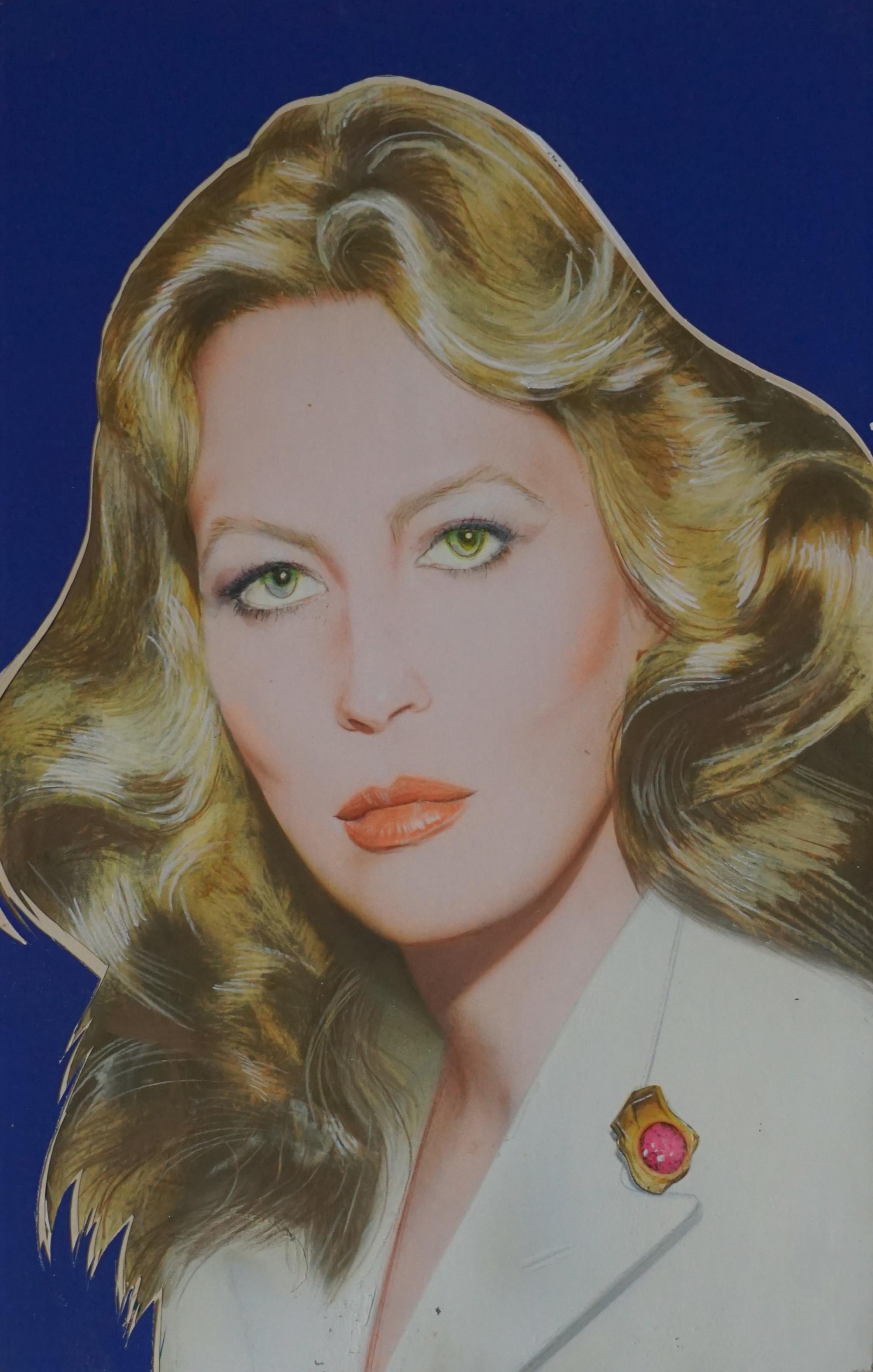 Richard Bernstein Portrait Painting - Pop Art portrait of Actress Faye Dunaway for Andy Warhol’s Interview Magazine