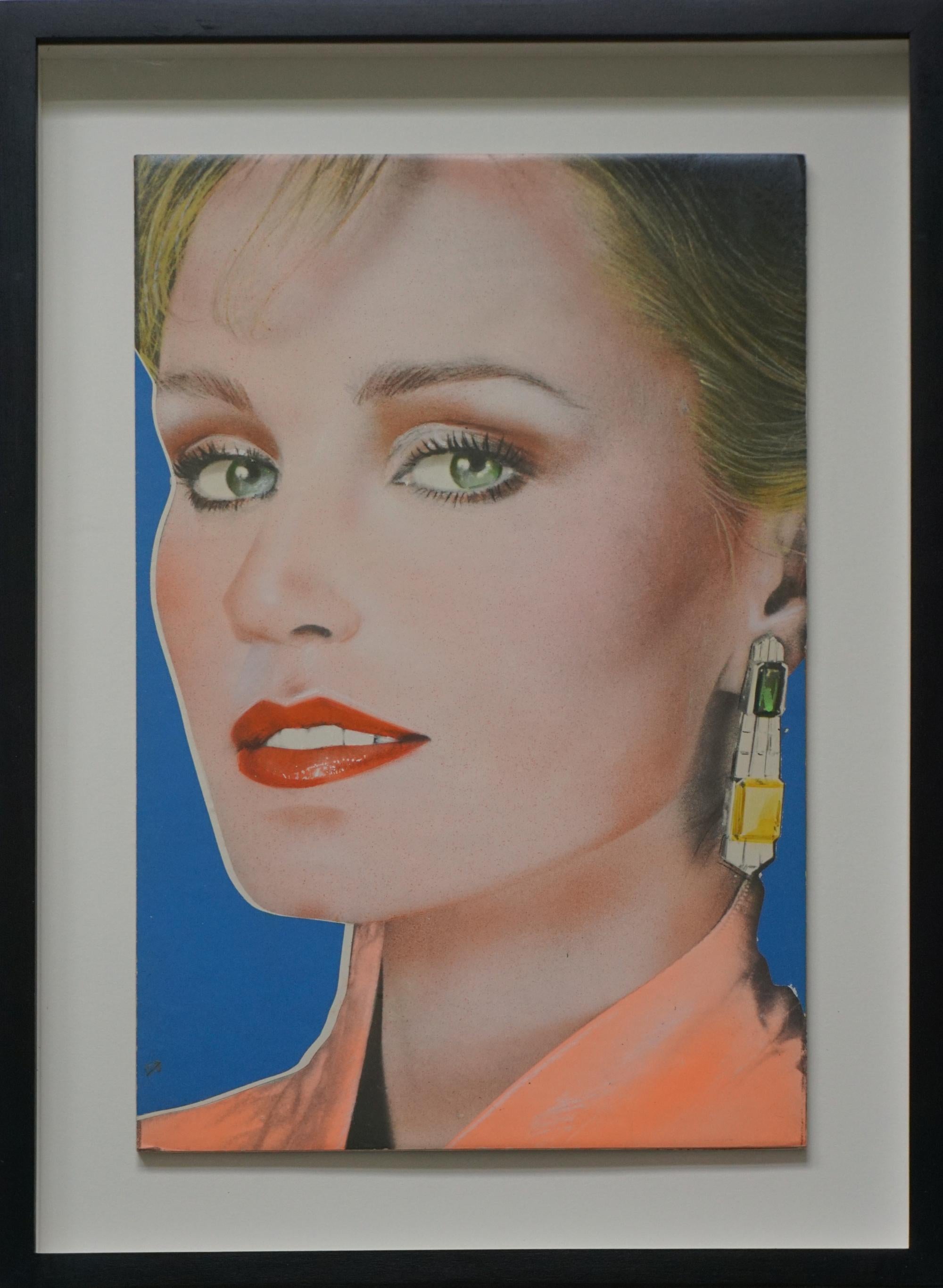 Pop Art portrait of Actress Jessica Lange for Andy Warhol’s Interview Magazine - Painting by Richard Bernstein