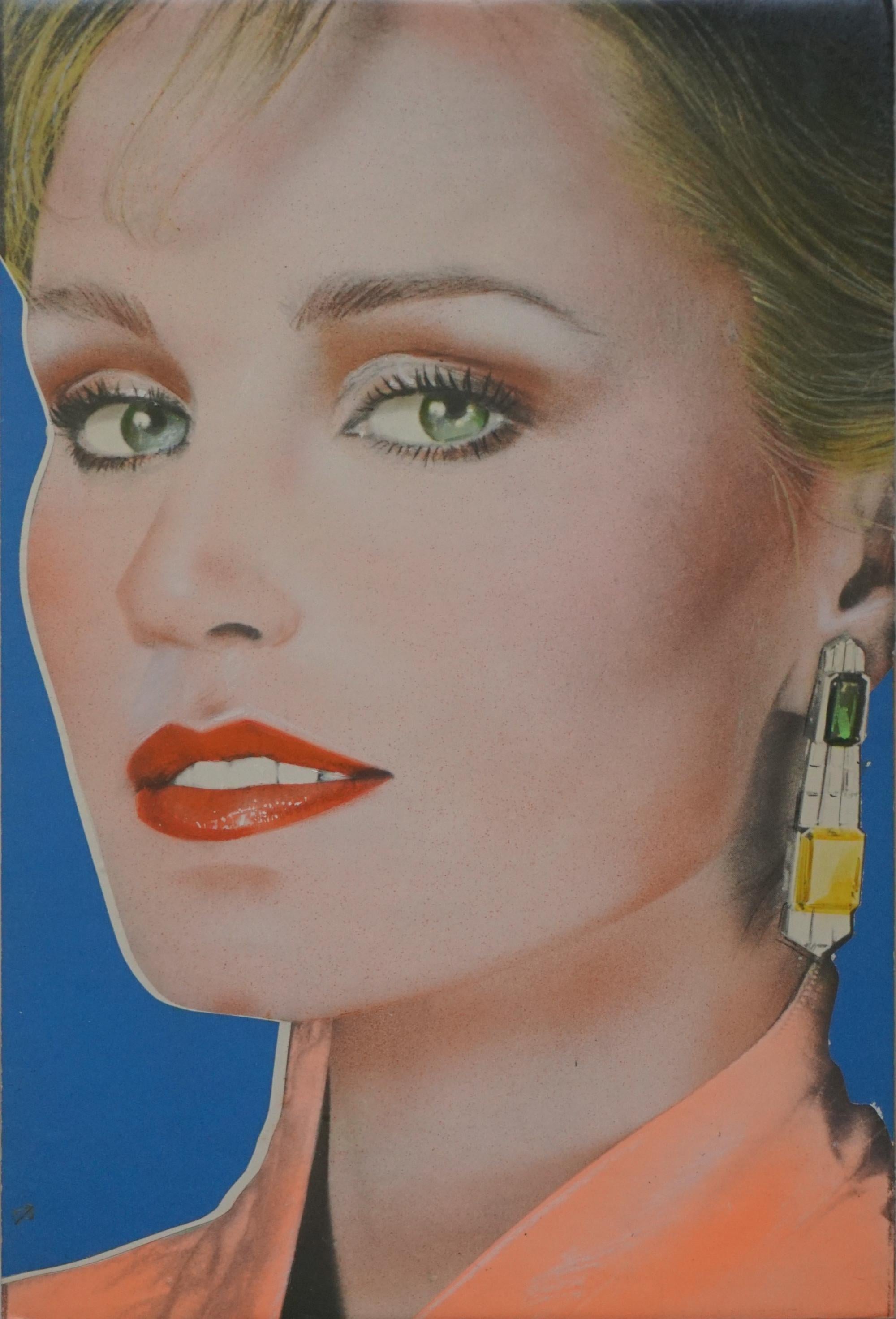 Richard Bernstein Portrait Painting - Pop Art portrait of Actress Jessica Lange for Andy Warhol’s Interview Magazine