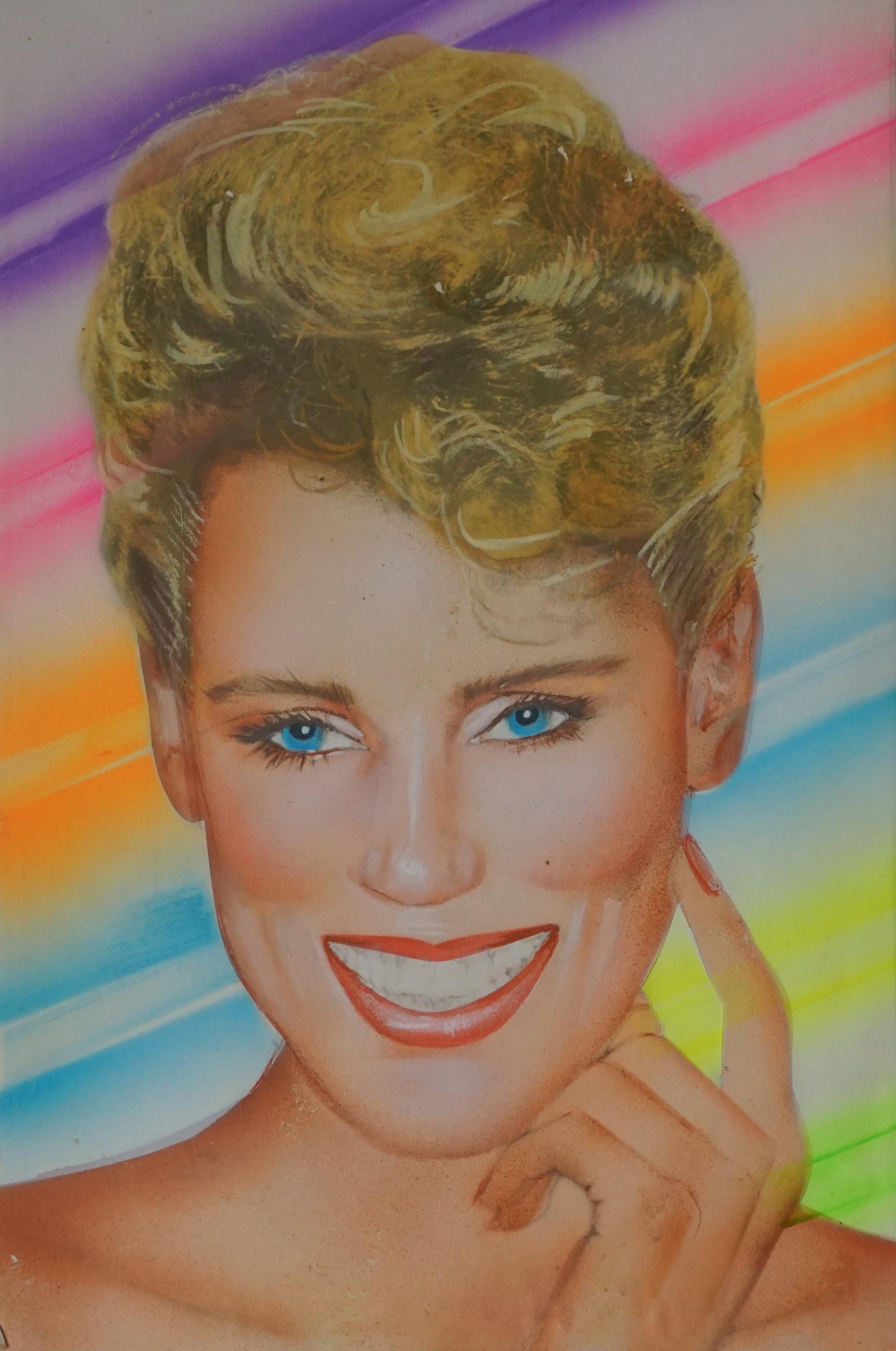 Richard Bernstein Portrait Painting - Pop Art portrait of Actress Linda Hutton for Andy Warhol’s Interview Magazine