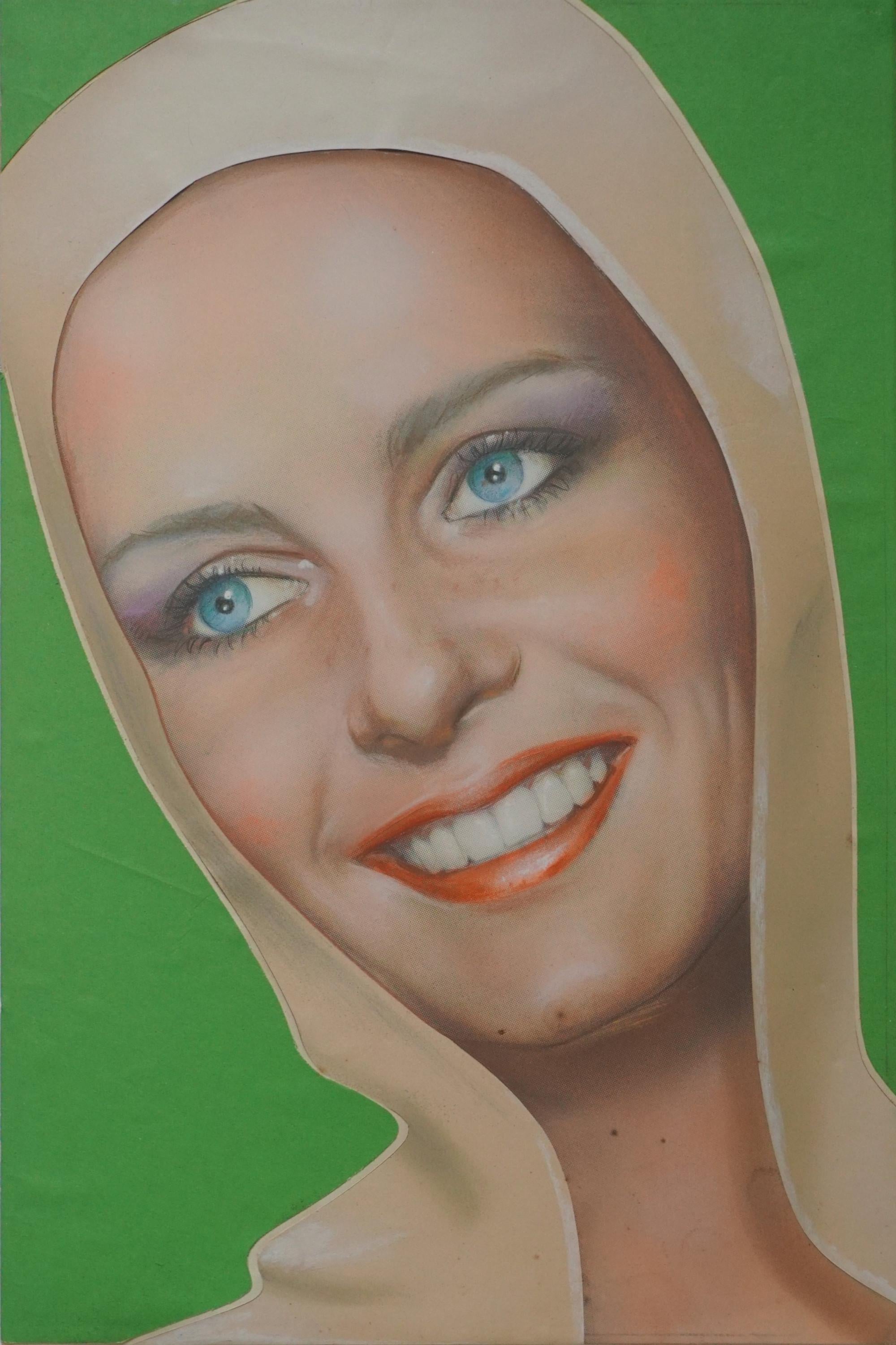 Richard Bernstein Portrait Painting - Pop Art portrait of Model Twiggy for Andy Warhol’s Interview Magazine
