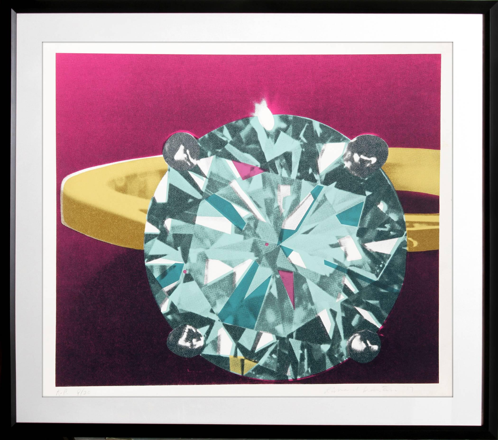 Artist: Richard Bernstein
Title: Diamond
Year: 1978
Medium: Silkscreen, signed and numbered in pencil
Edition: 200, AP 30
Size: 26 in. x 30.5 in. (66.04 cm x 77.47 cm)
Frame Size: 32.5 x 36.5 inches