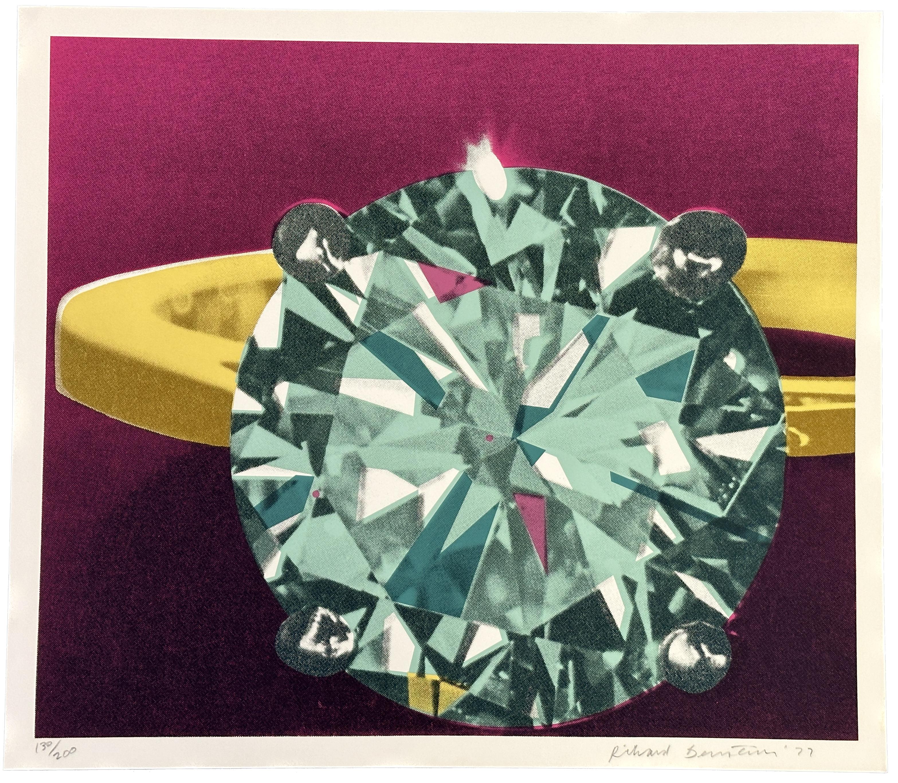 Richard Bernstein Still-Life Print - Diamond Ring 1977 Signed Limited Edition Screen Print