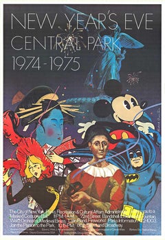 Cartel vintage original de Nochevieja en Central Park 1974-1975
