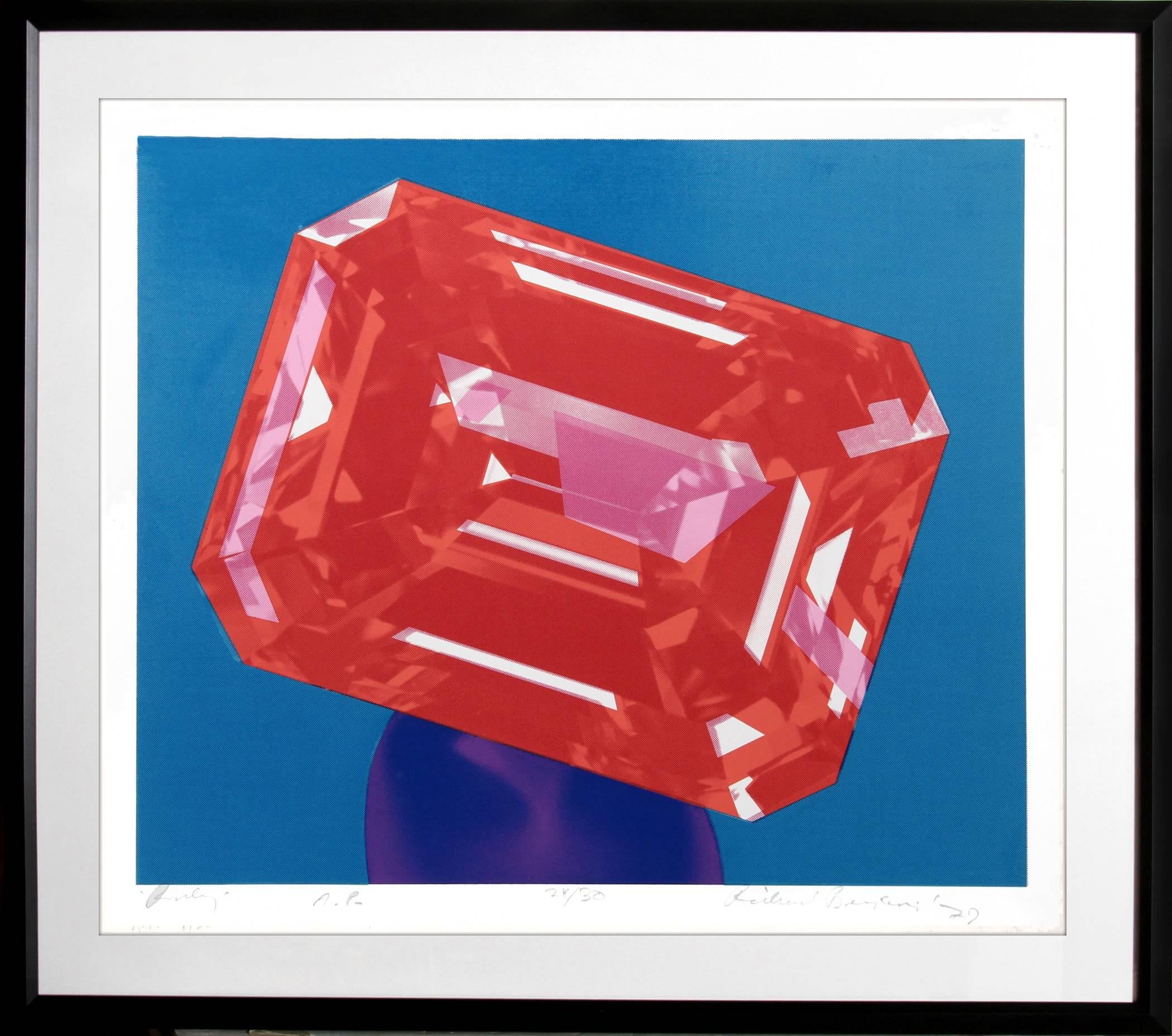 Artiste :	Richard Bernstein
Titre :	Ruby
Année :	1978
Moyen :	Sérigraphie en couleurs, signée et numérotée au crayon
Edition :	200, AP 30
Taille du papier :	26 x 30.5 pouces
Taille du cadre : 32.5 x 36.5 pouces