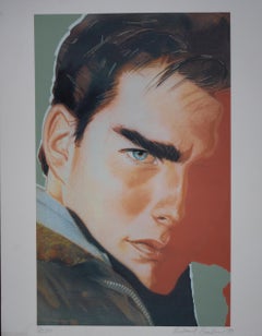 Portrait en sérigraphie de Tom Cruise pour le magazine Interview n° 3/50 signé par l'artiste