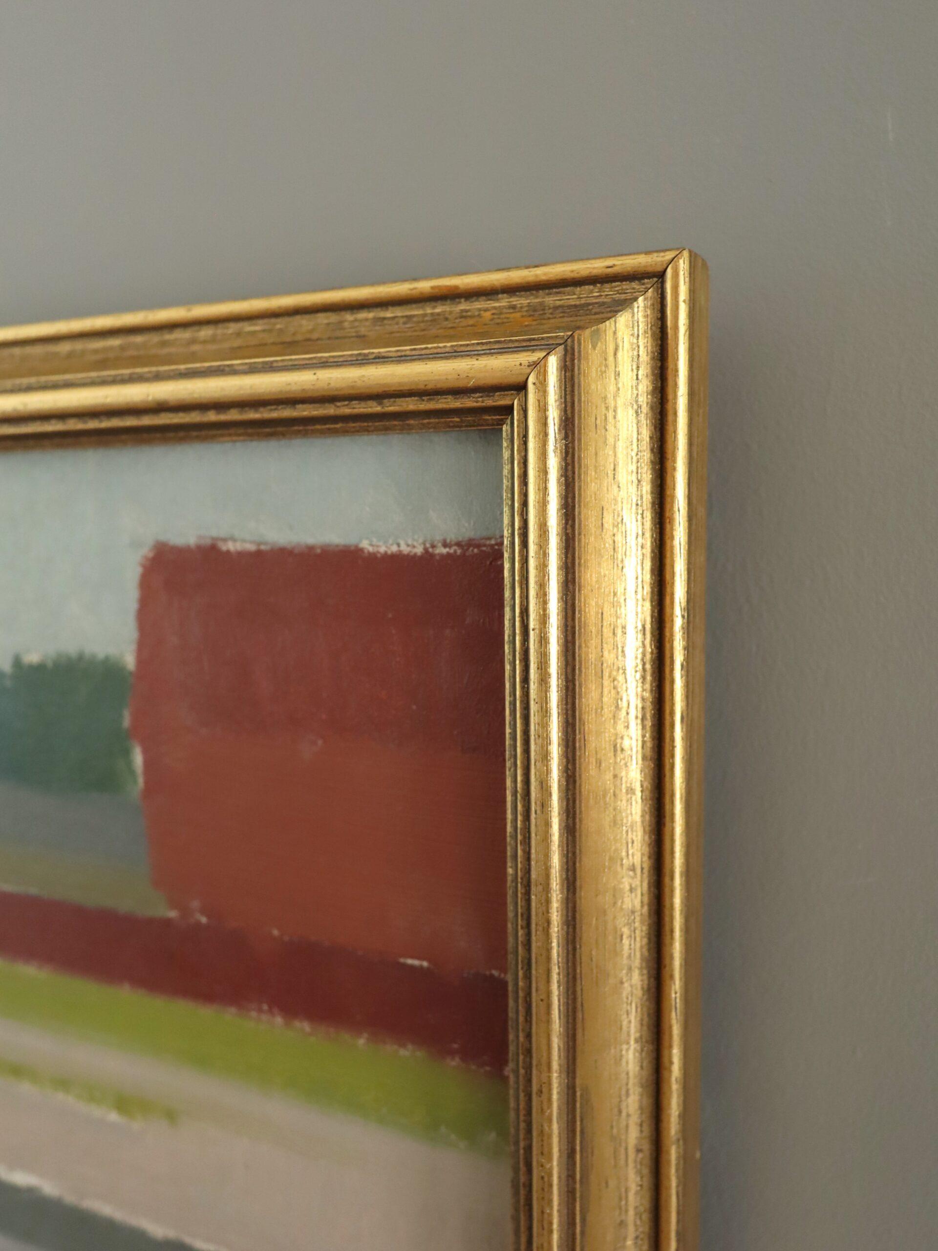 Mid Century Modern Abstract Landscape Oil Painting - Harbour Reflections For Sale 3