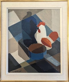 Vintage Mid-Century Modernist Swedish Still Life Ölgemälde - The Cockerel