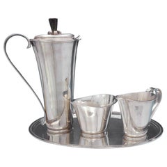 Richard Blanchard Sterling Silver Four Piece Coffee Set Hand Wrought