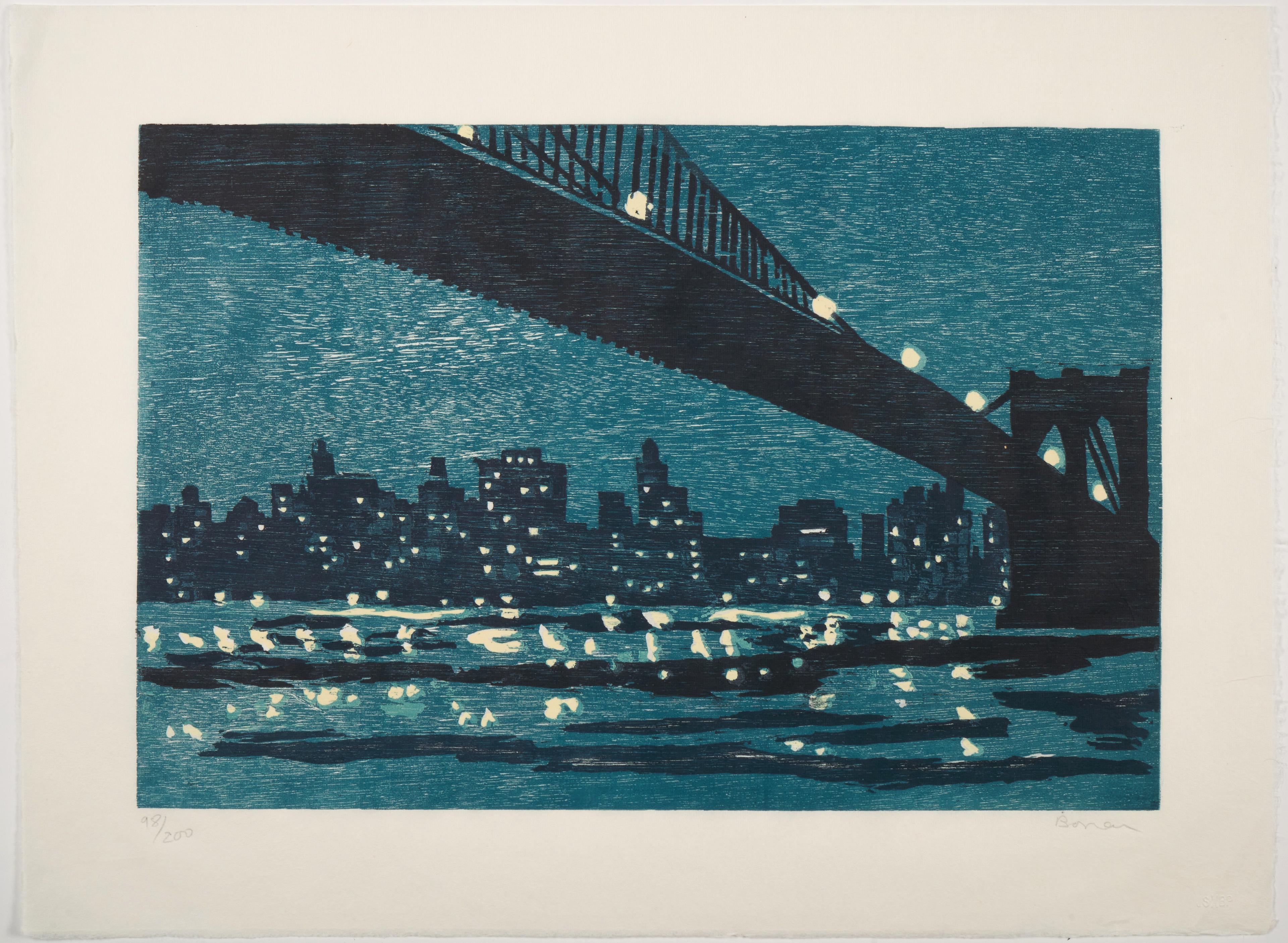 Richard Bosman Landscape Print - Brooklyn Bridge