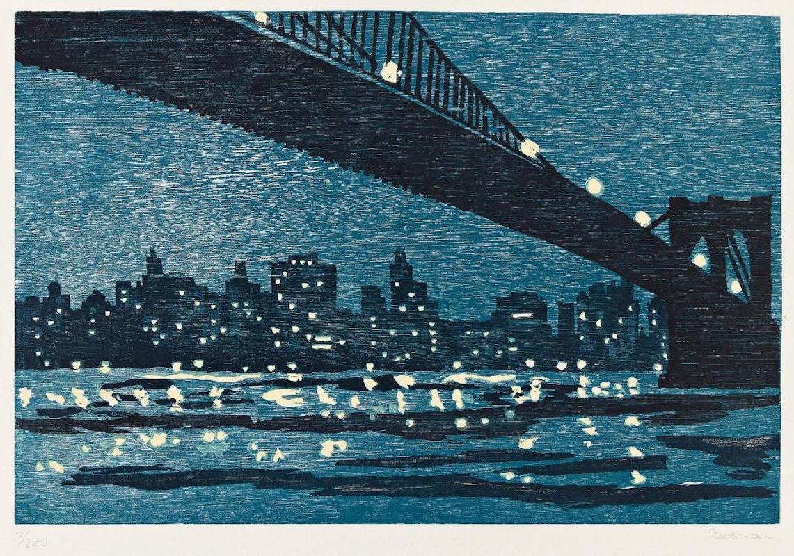 Richard Bosman Figurative Print - Brooklyn Bridge
