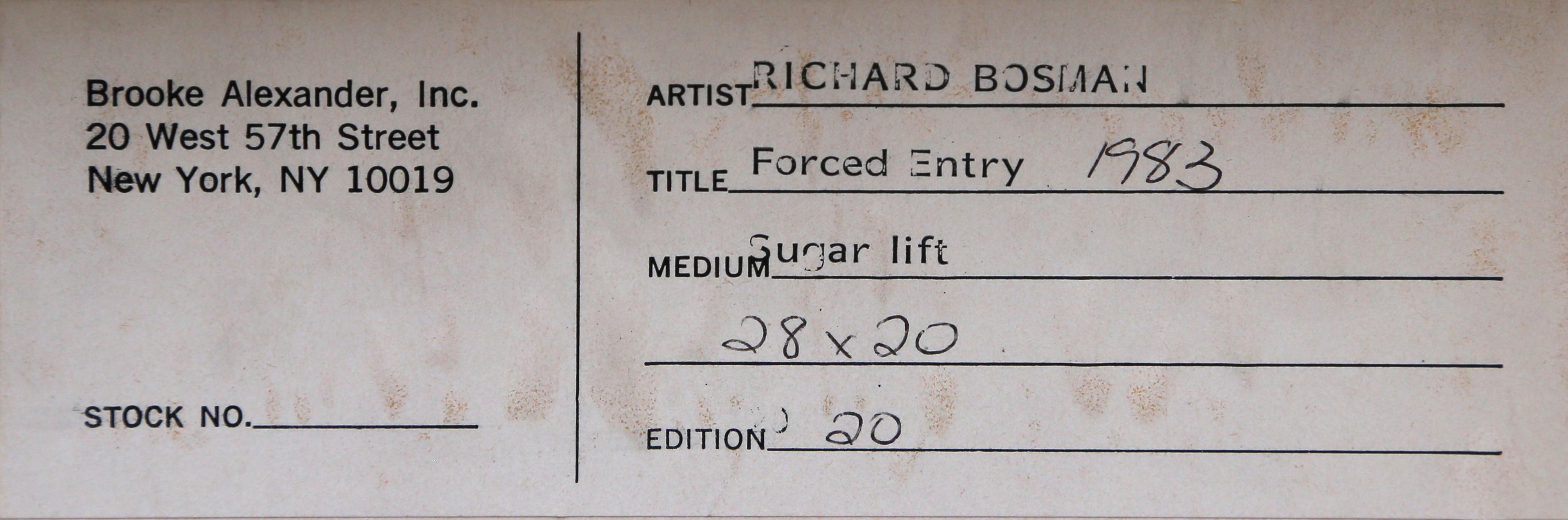 Entrada forzada, grabado expresionista de Richard Bosman en venta 1