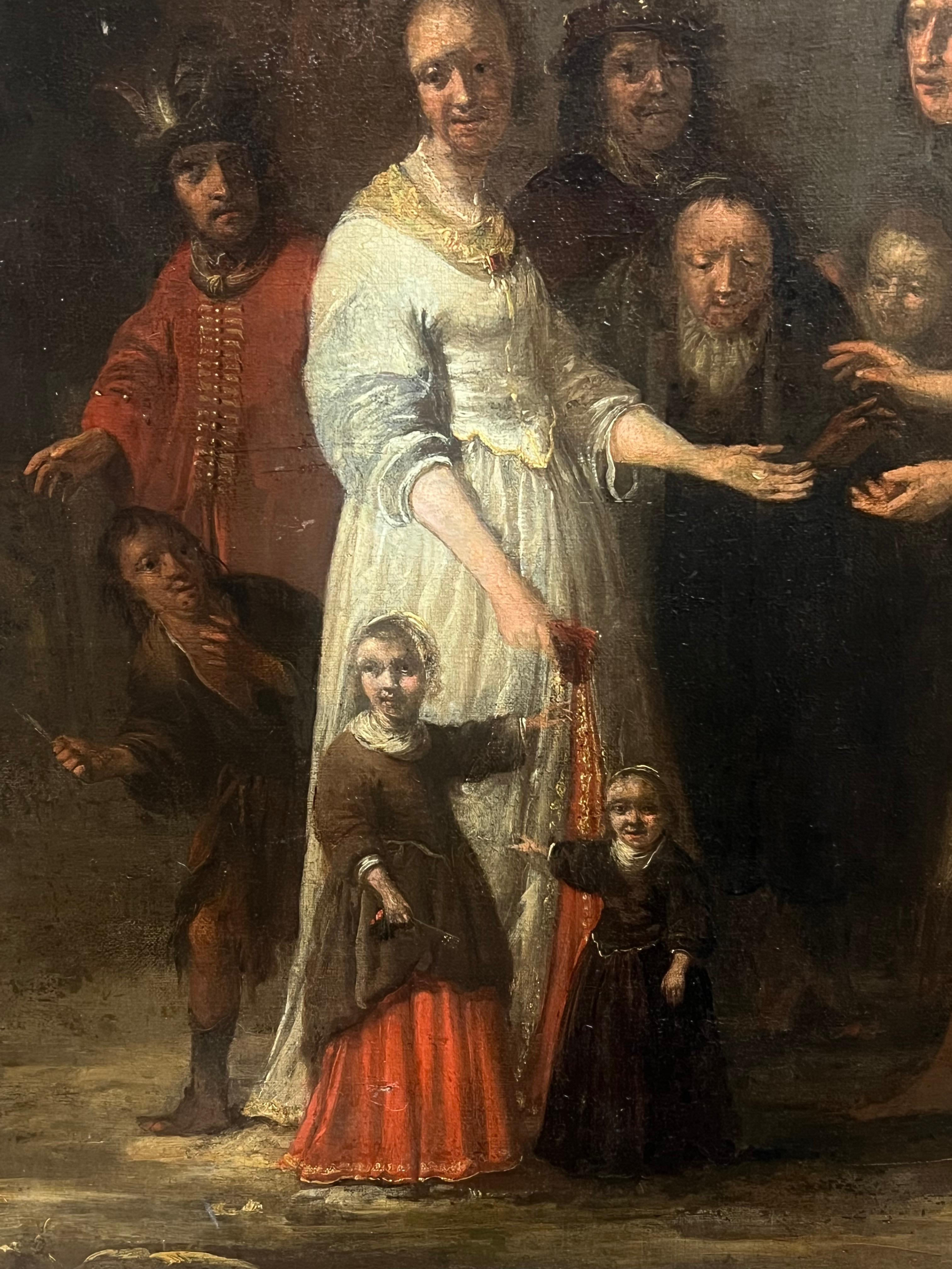 Pregevole dipinto ad olio olandese del XVII secolo con molte figure - Painting Impressionismo di Richard Brakenburgh