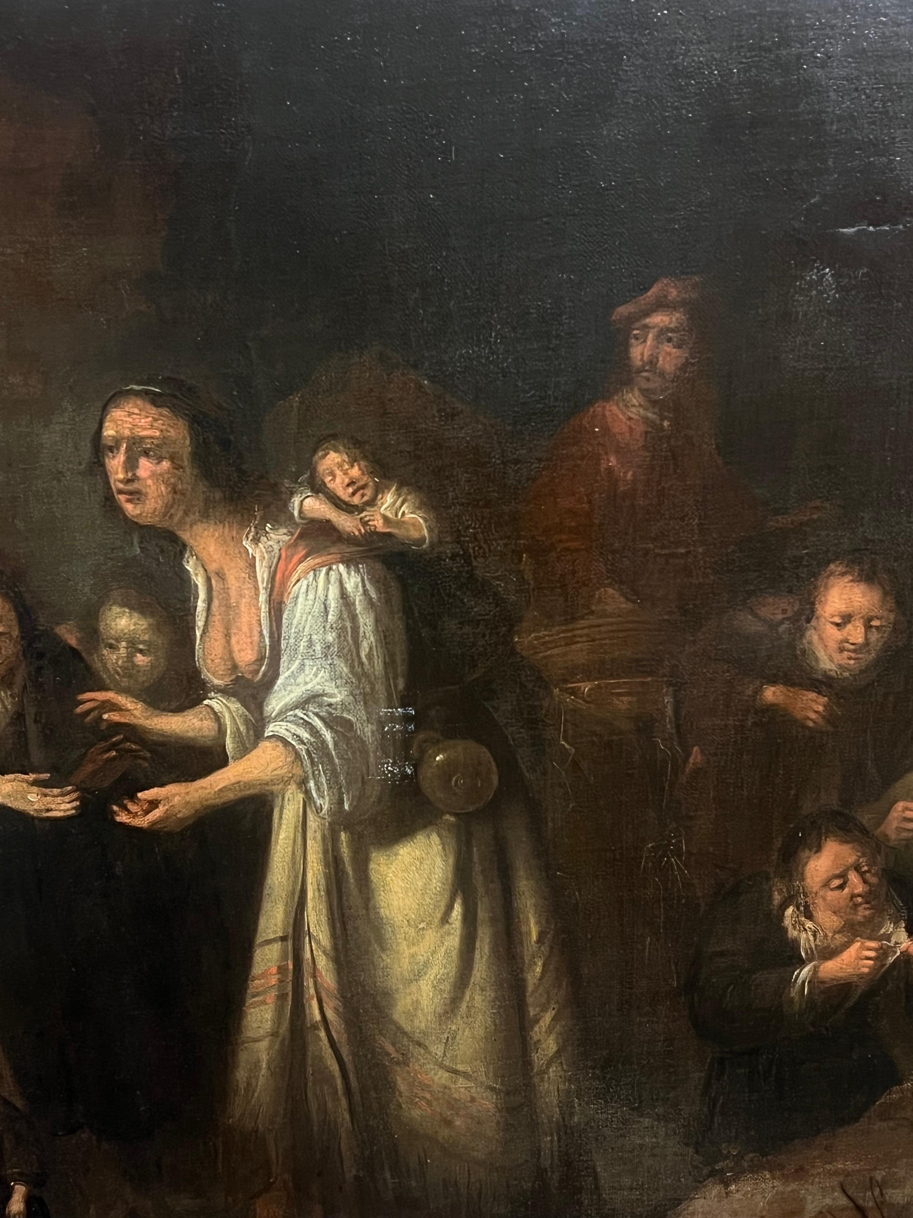 ALM per i poveri
di Richard Brakenburg (fiammingo, 1650-1702)
olio su tela, senza cornice
Tela: 25 x 30 pollici
Provenienza: collezione privata, Francia, ampiamente iscritta verso
Condit: per i suoi anni monumentali, il dipinto è in buone