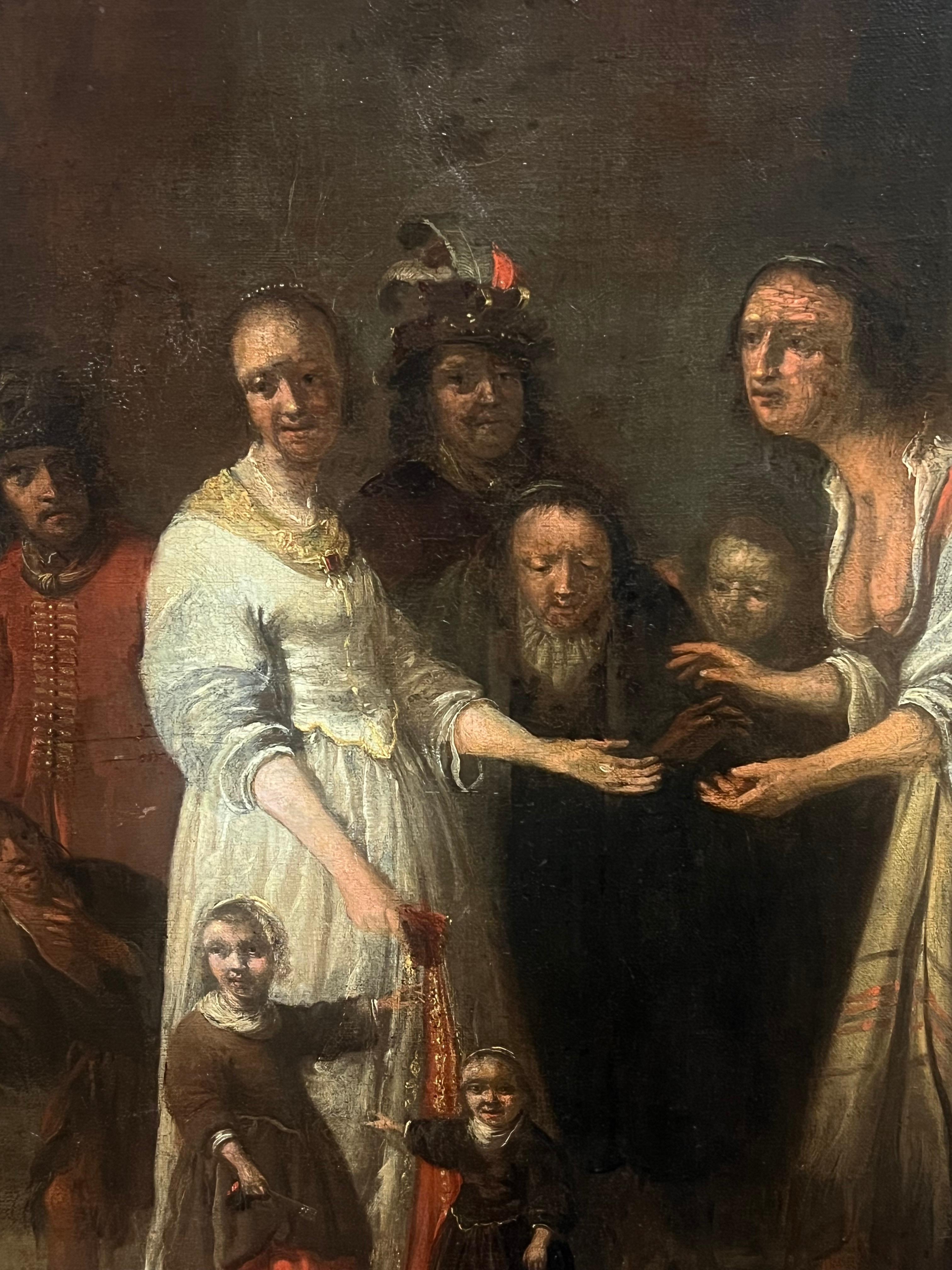 Pregevole dipinto ad olio olandese del XVII secolo con molte figure in vendita 1