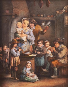 "En la cocina", pintura flamenca de interiores figurada del siglo XIX, Flandes