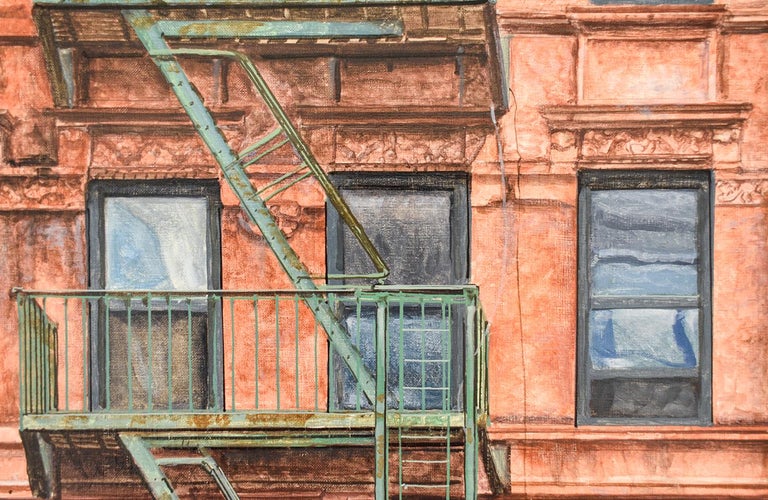 14th St. & 7th Ave (Photo-Realist Oil Painting of Classic NYC Red Building) 4