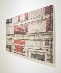 14th Street (Photo-Realist Oil Painting of Classic NYC Brick Building)