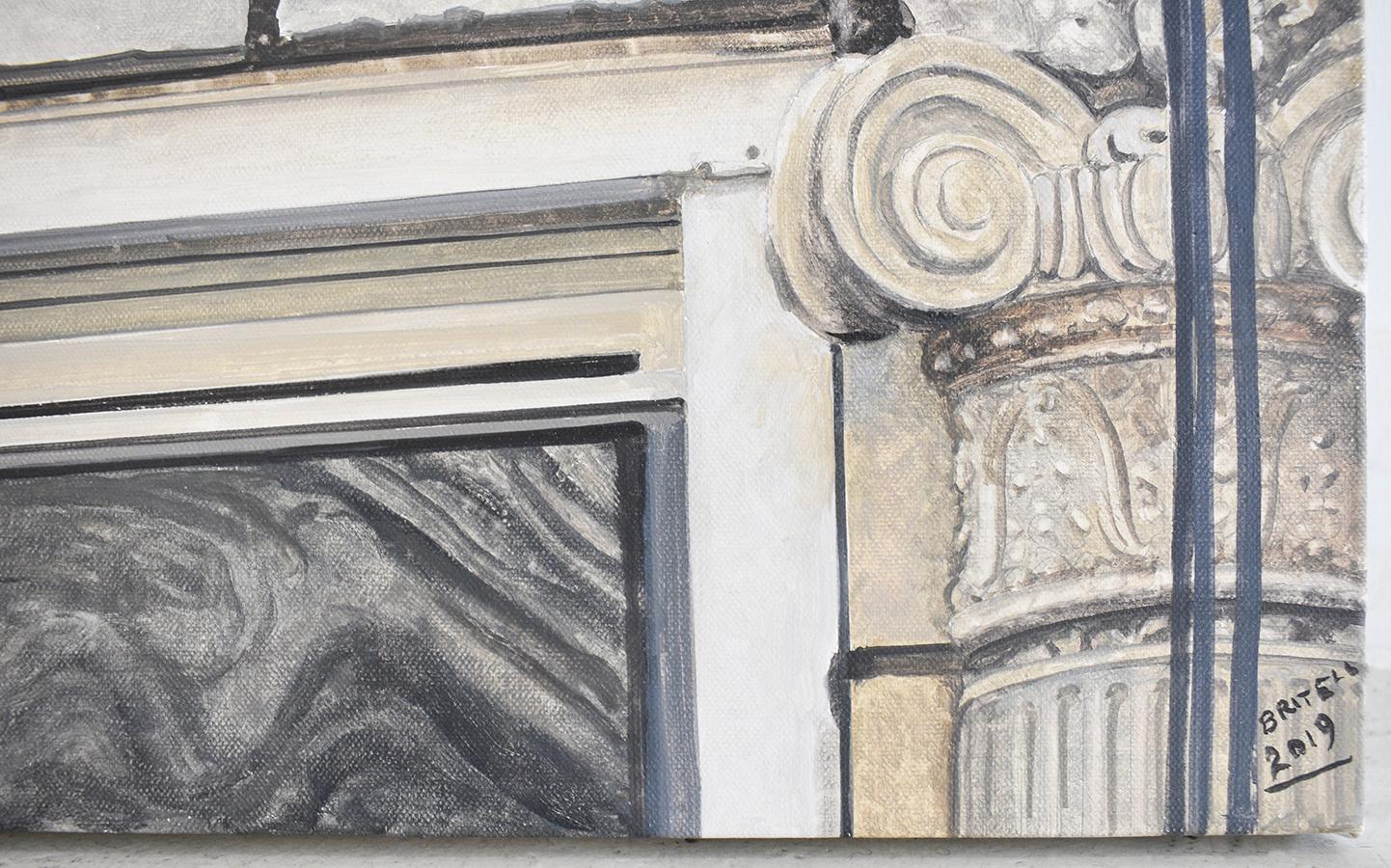 14th Street (Pintura al óleo fotorrealista de un edificio clásico de ladrillo de Nueva York) en venta 1