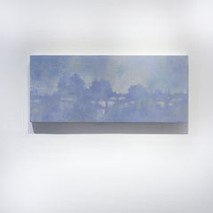 Blue Harlemville: Lilac & Periwinkle Abstracted Landscape Oil Painting on Canvas