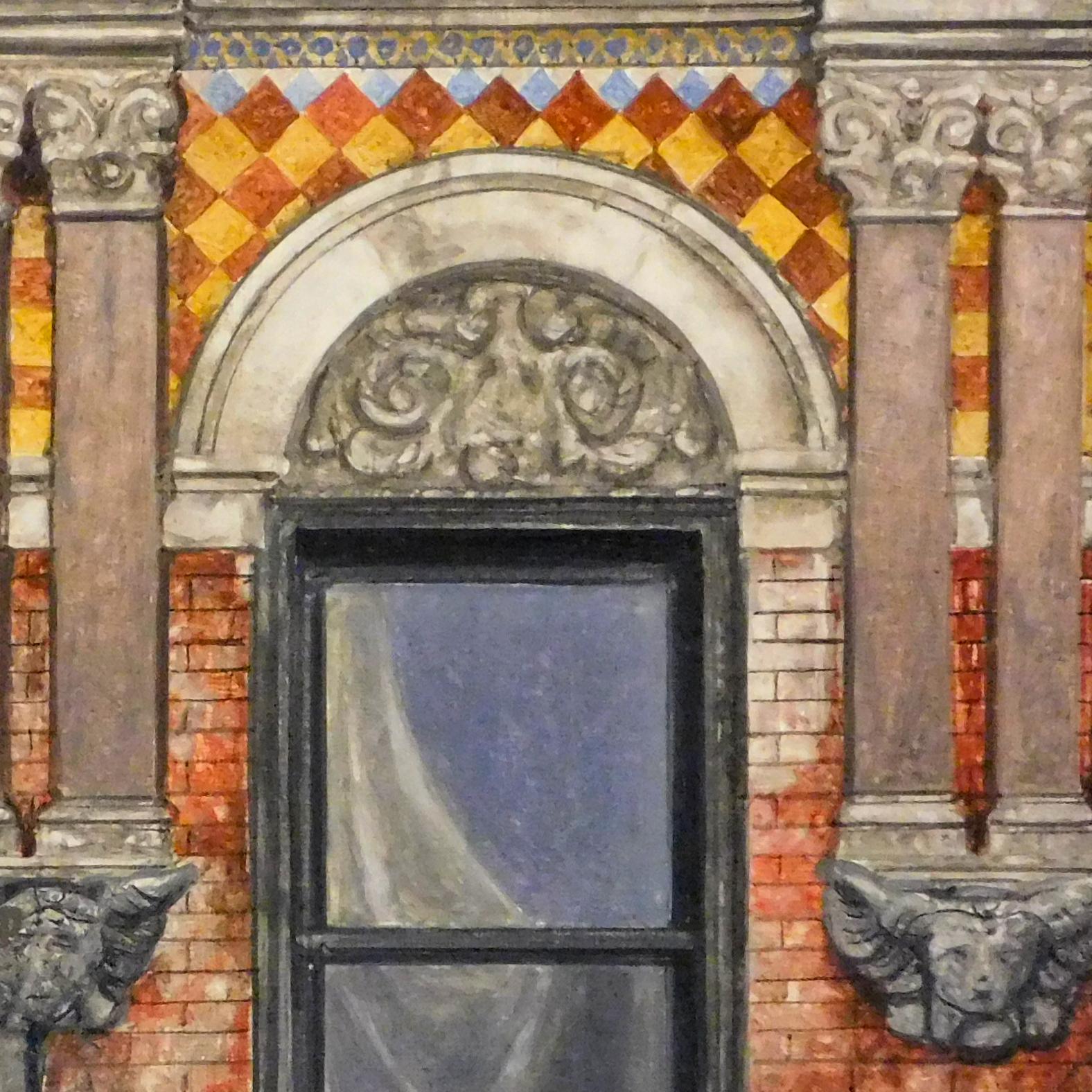 Madison Street ( Realistisches Ölgemälde eines New Yorker Gebäudegebäudes in der Madison Street) – Painting von Richard Britell
