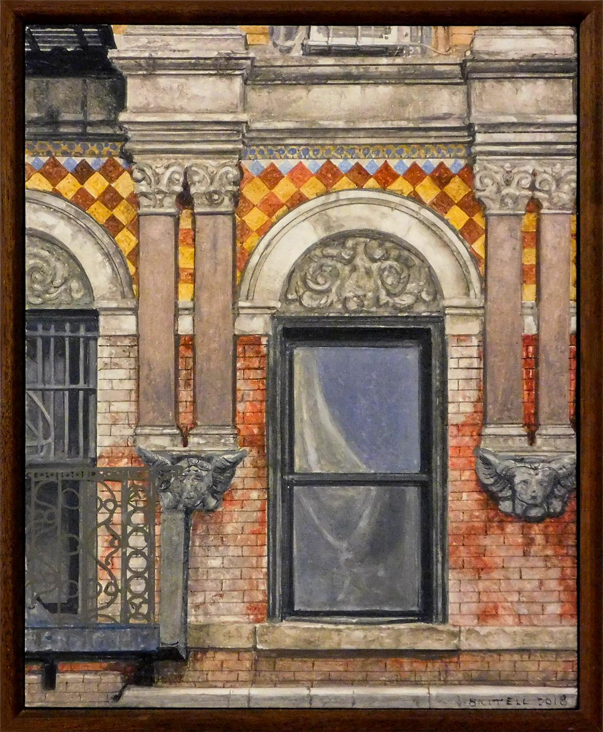 Landscape Painting Richard Britell - Madison Street (peinture à l'huile réaliste de l'édifice du bâtiment de la ville de New York)