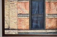 Rivington (Photo-Realist Oil Painting of Classic NYC Brick Building)