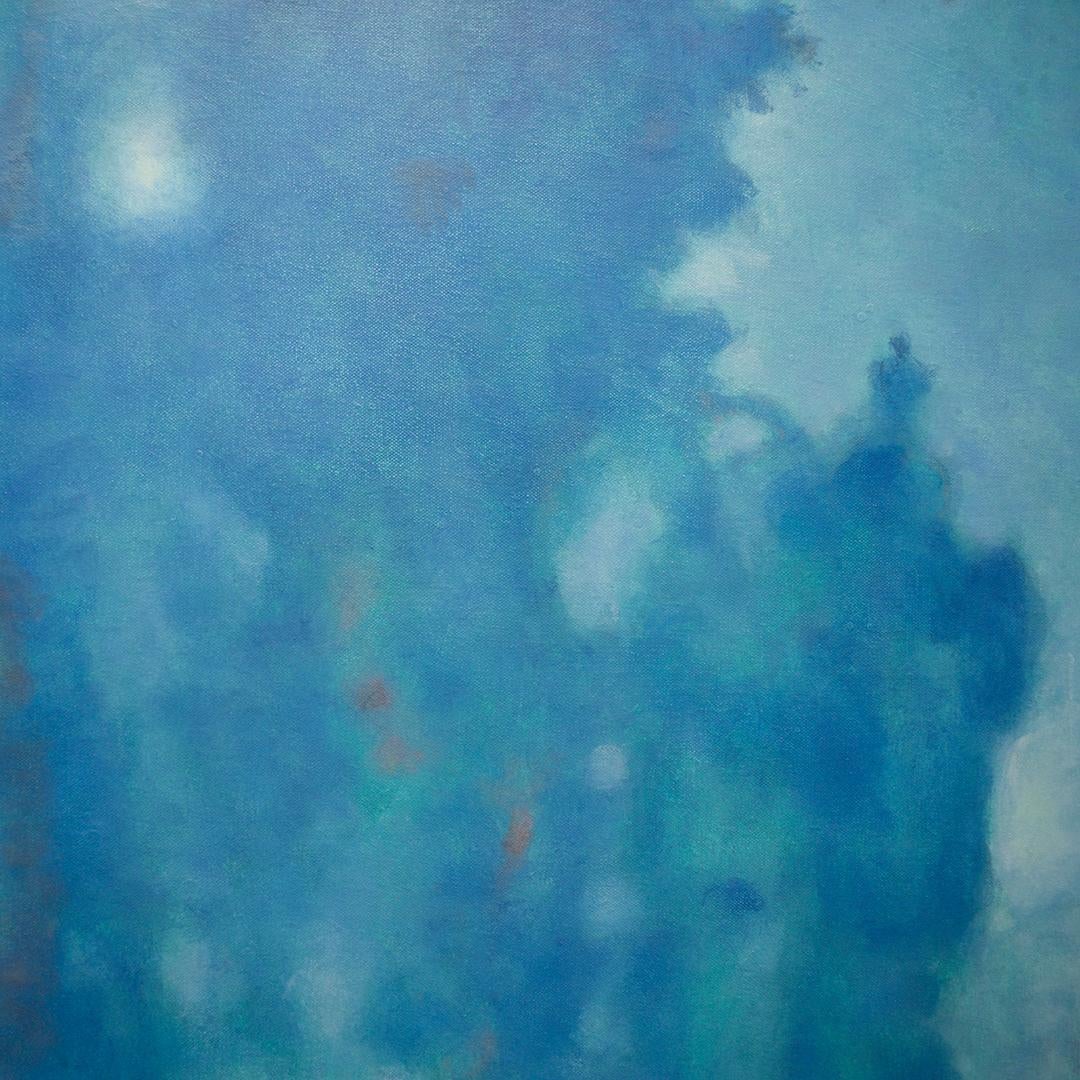 monochromatic blue painting