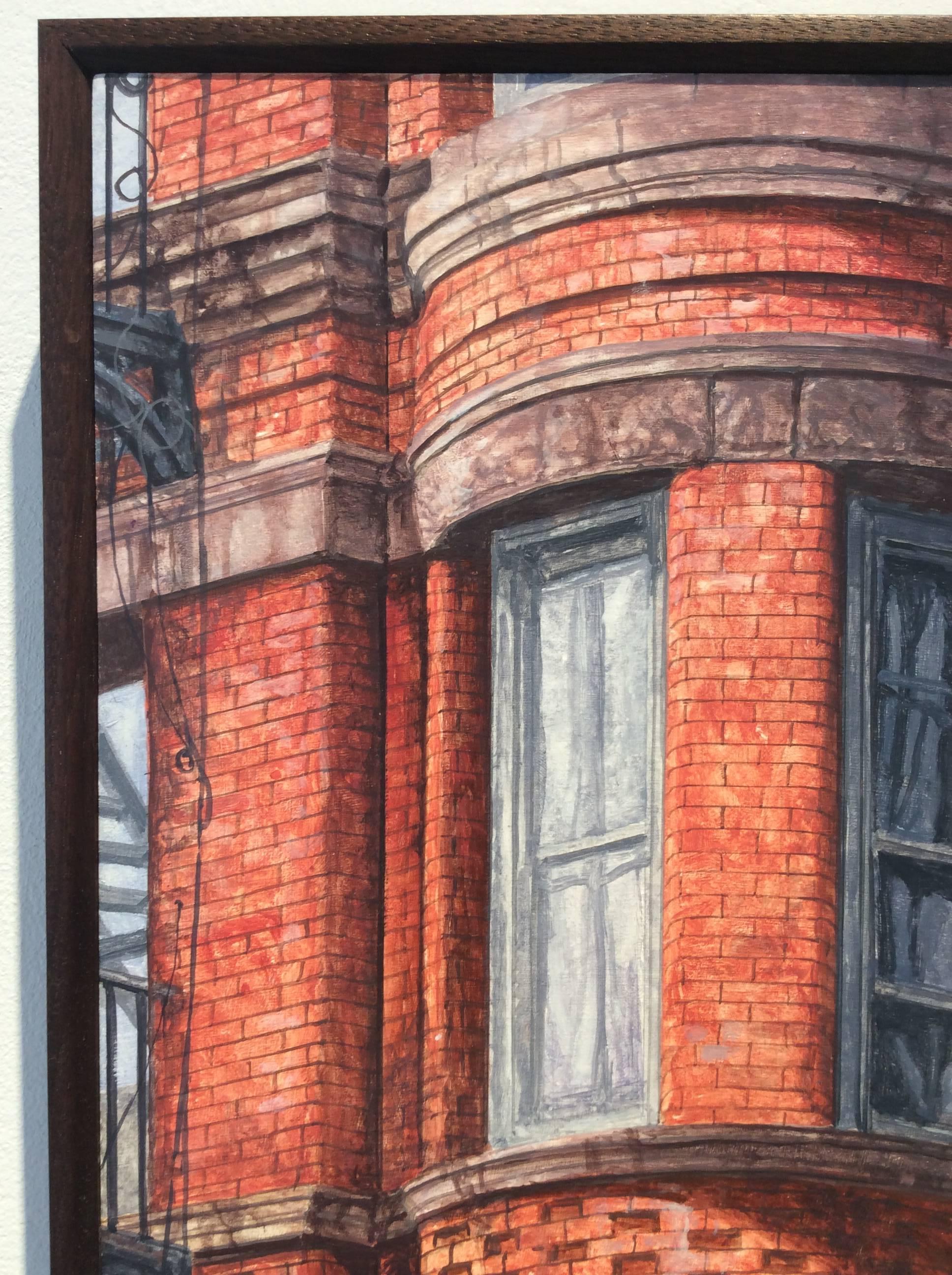 West Side Walk Up (Photo-Realist Still Life Painting of NYC Red Brick Building) 3