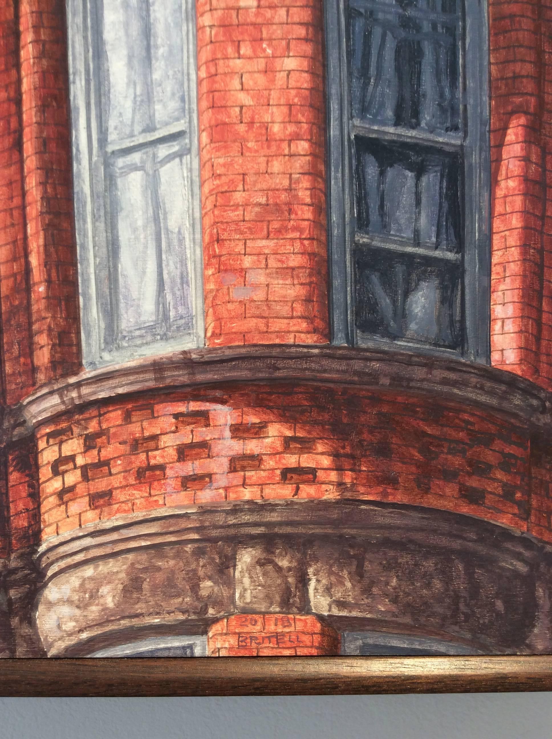 West Side Walk Up (Photo-Realist Still Life Painting of NYC Red Brick Building) 4