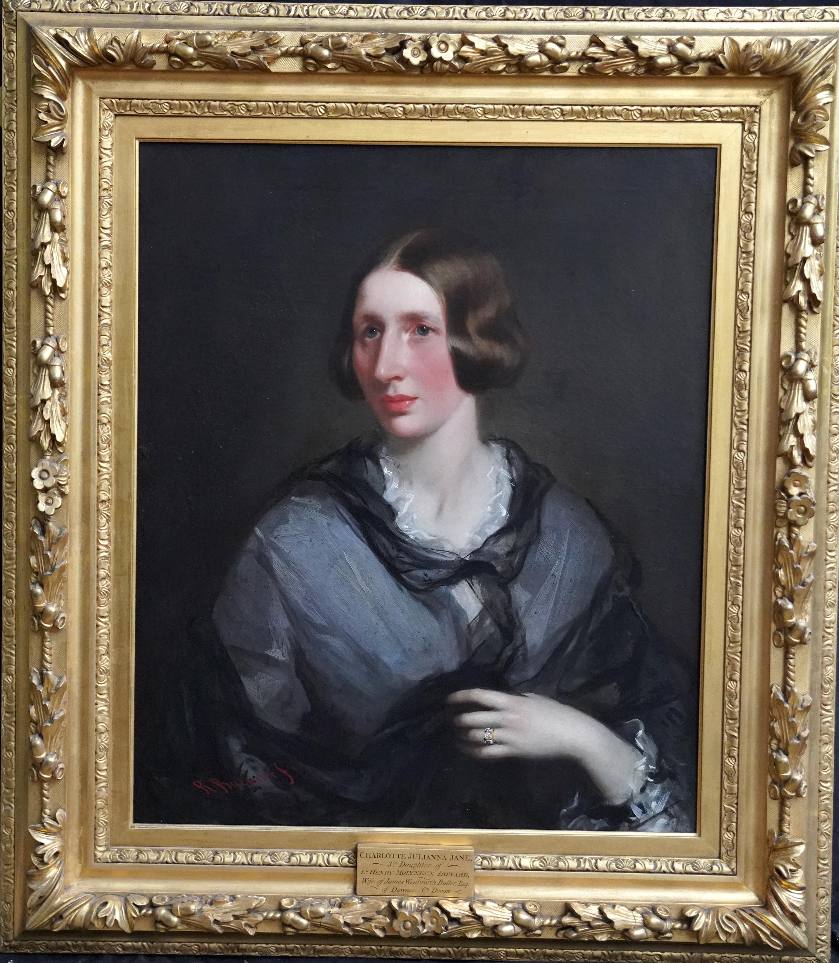 Portrait of Charlotte Julianna Jane Howard - British Victorian art oil painting For Sale 8