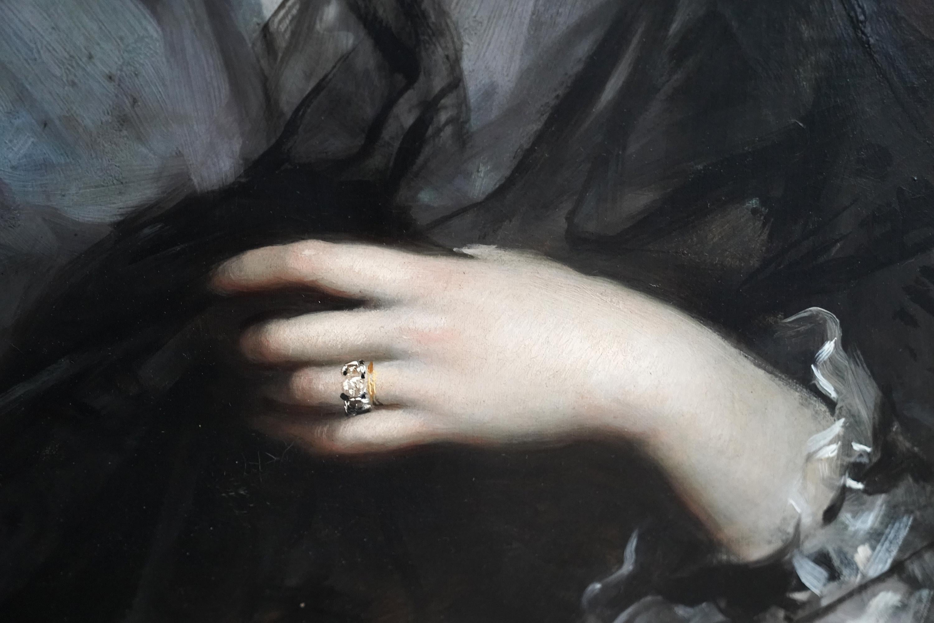 Portrait of Charlotte Julianna Jane Howard - British Victorian art oil painting For Sale 2
