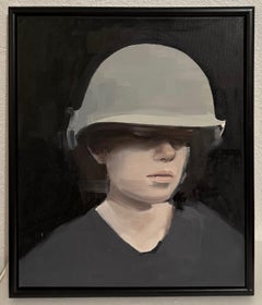 Maggie in Helmet Portrait Oil Painting Richard Butler Psychedelic Furs Front Man