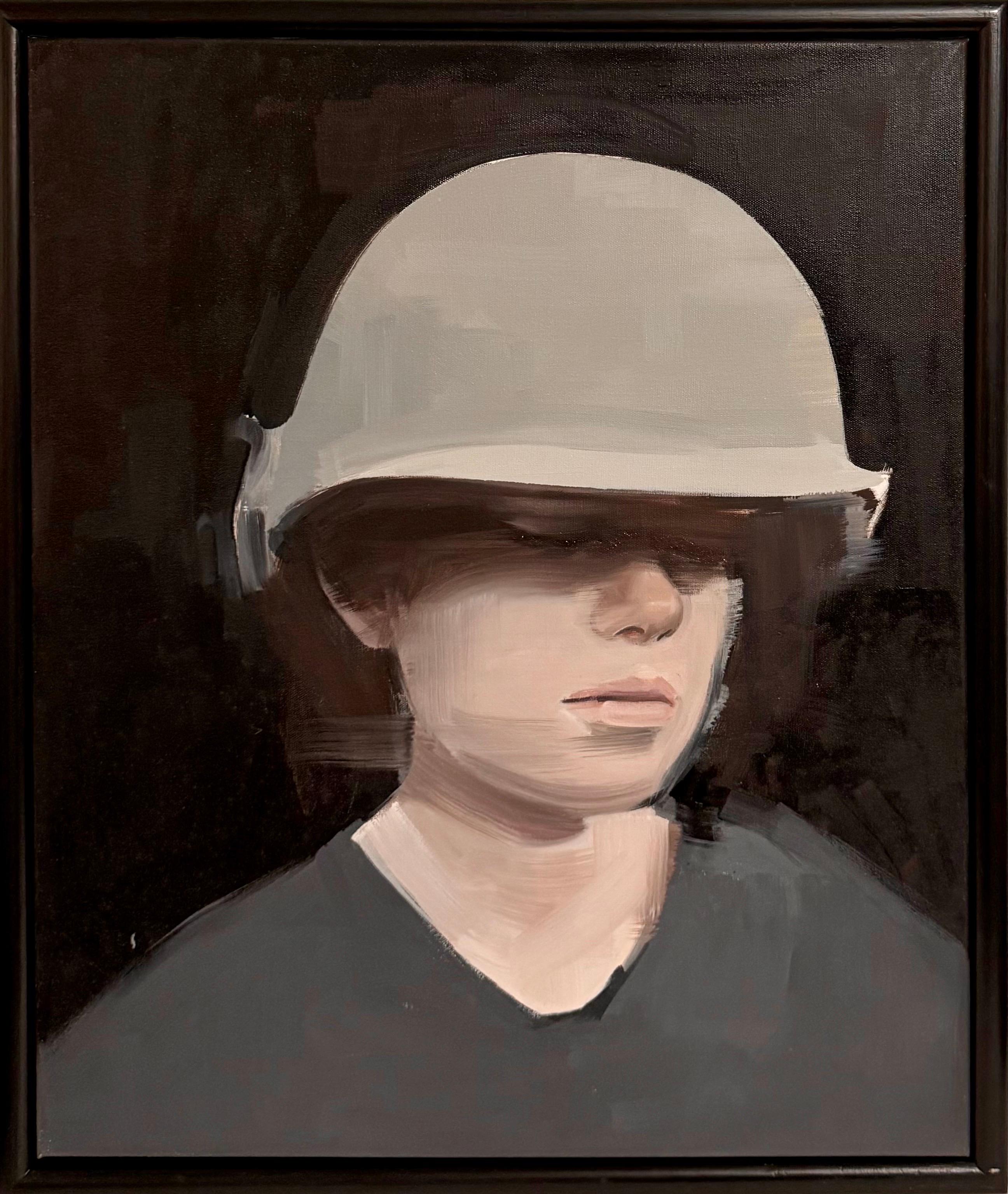 Maggie mit Helm Porträt Ölgemälde Richard Butler Psychedelic Furs Frontmann im Angebot 5