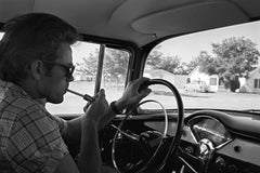 James Dean Smoking in a Car During the Shooting of GIANT